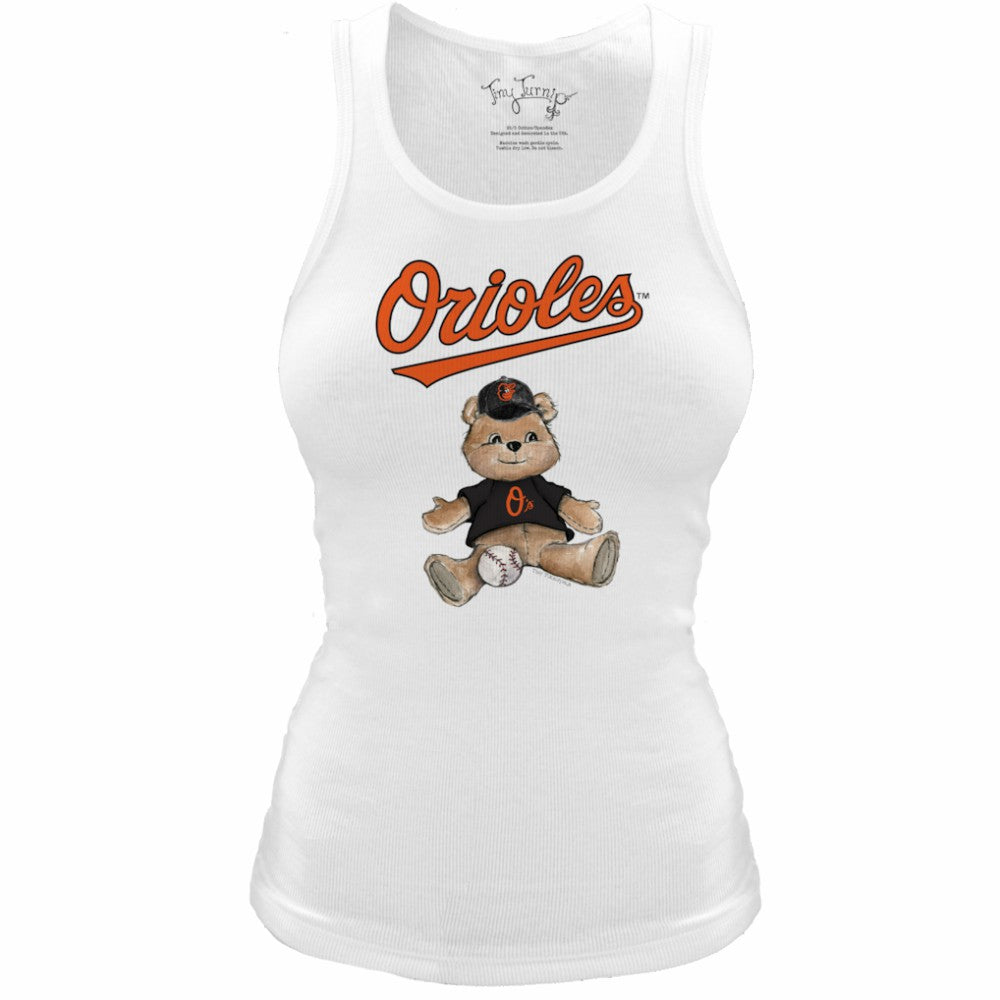 Baltimore Orioles Tiny Turnip Women's Fitted Teddy Bear Tri-Blend Tank Top - MLB