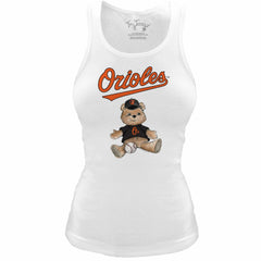 Baltimore Orioles Tiny Turnip Women's Fitted Teddy Bear Tri-Blend Tank Top - MLB