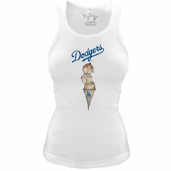 Los Angeles Dodgers Tiny Turnip Women's Fitted Triple Scoop Tri-Blend Tank Top - MLB