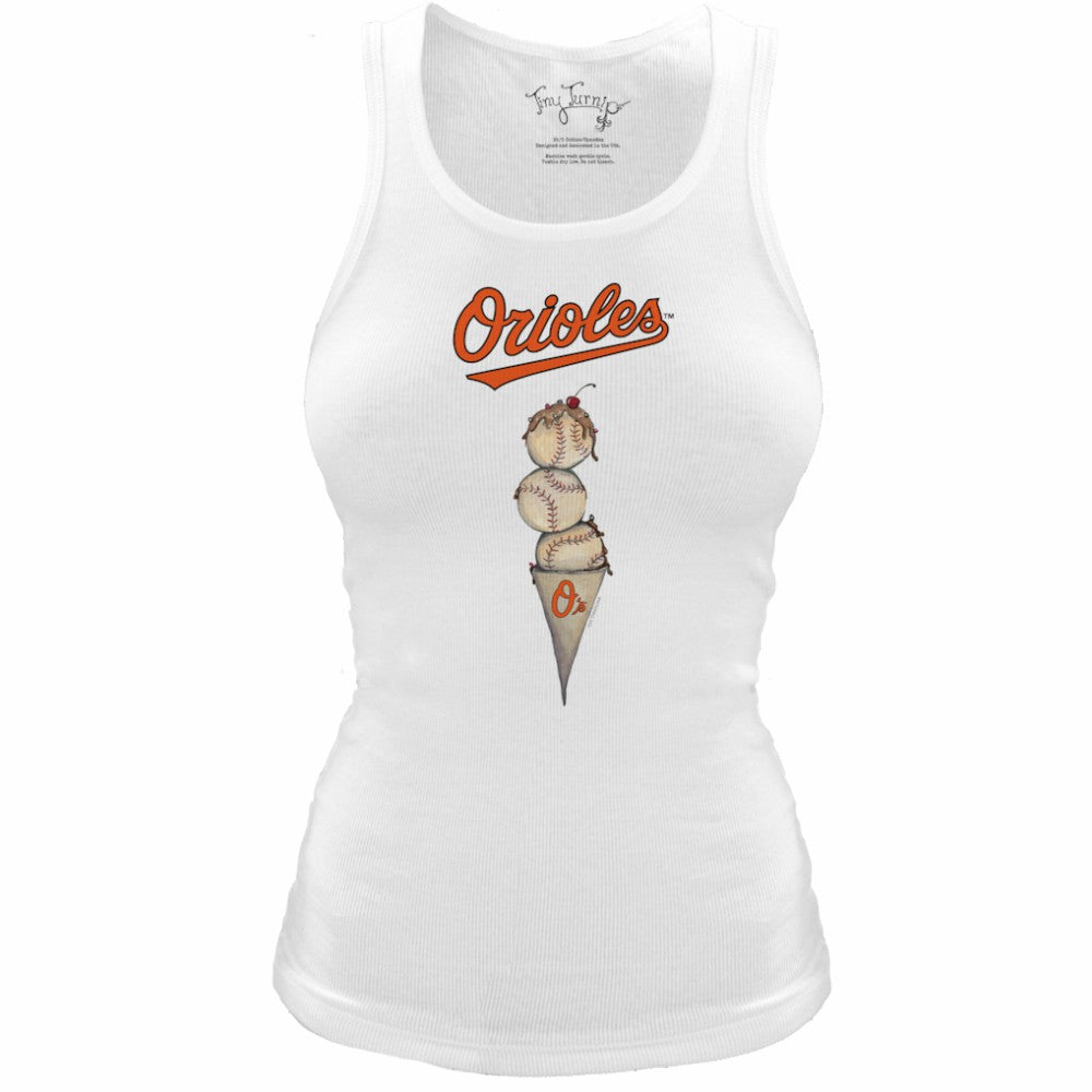 Baltimore Orioles Tiny Turnip Women's Fitted Triple Scoop Tri-Blend Tank Top - MLB