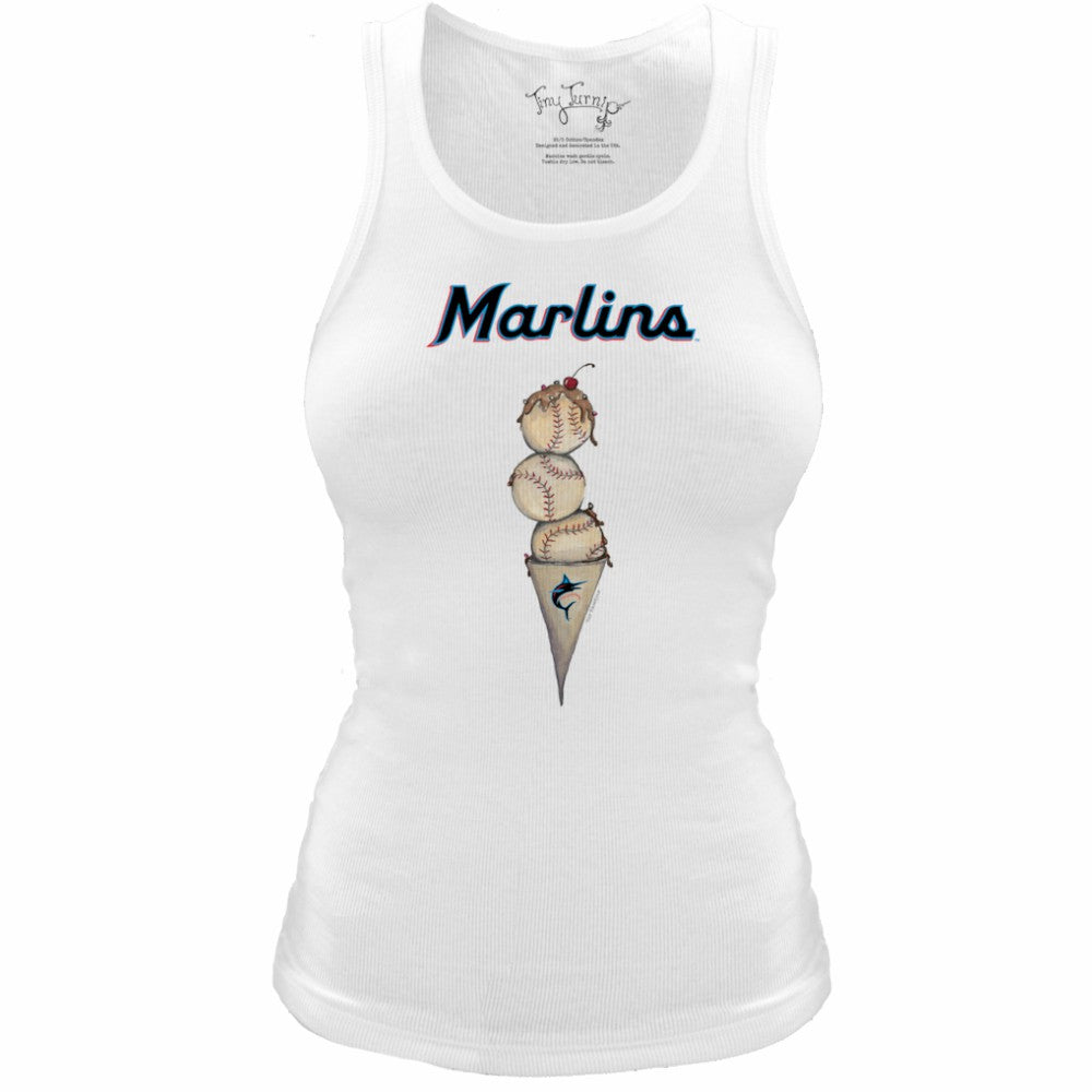 Miami Marlins Tiny Turnip Women's Fitted Triple Scoop Tri-Blend Tank Top - MLB