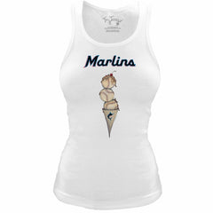 Miami Marlins Tiny Turnip Women's Fitted Triple Scoop Tri-Blend Tank Top - MLB