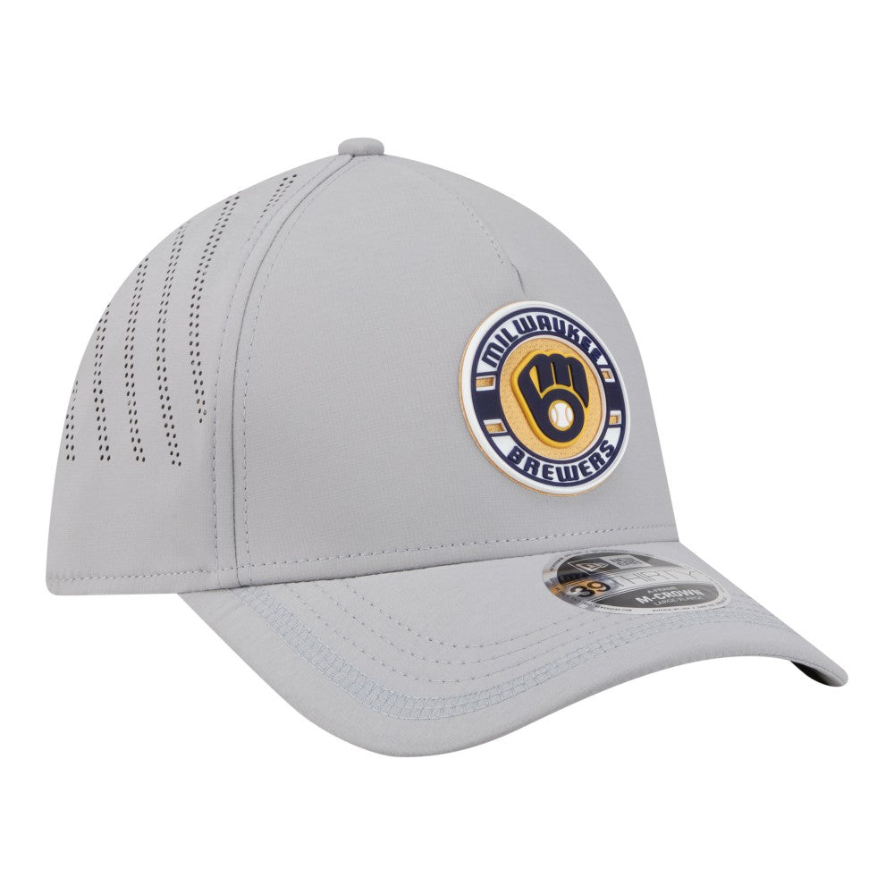 Milwaukee Brewers New Era Patch 39THIRTY A-Frame M-Crown Perforated Flex Hat - MLB