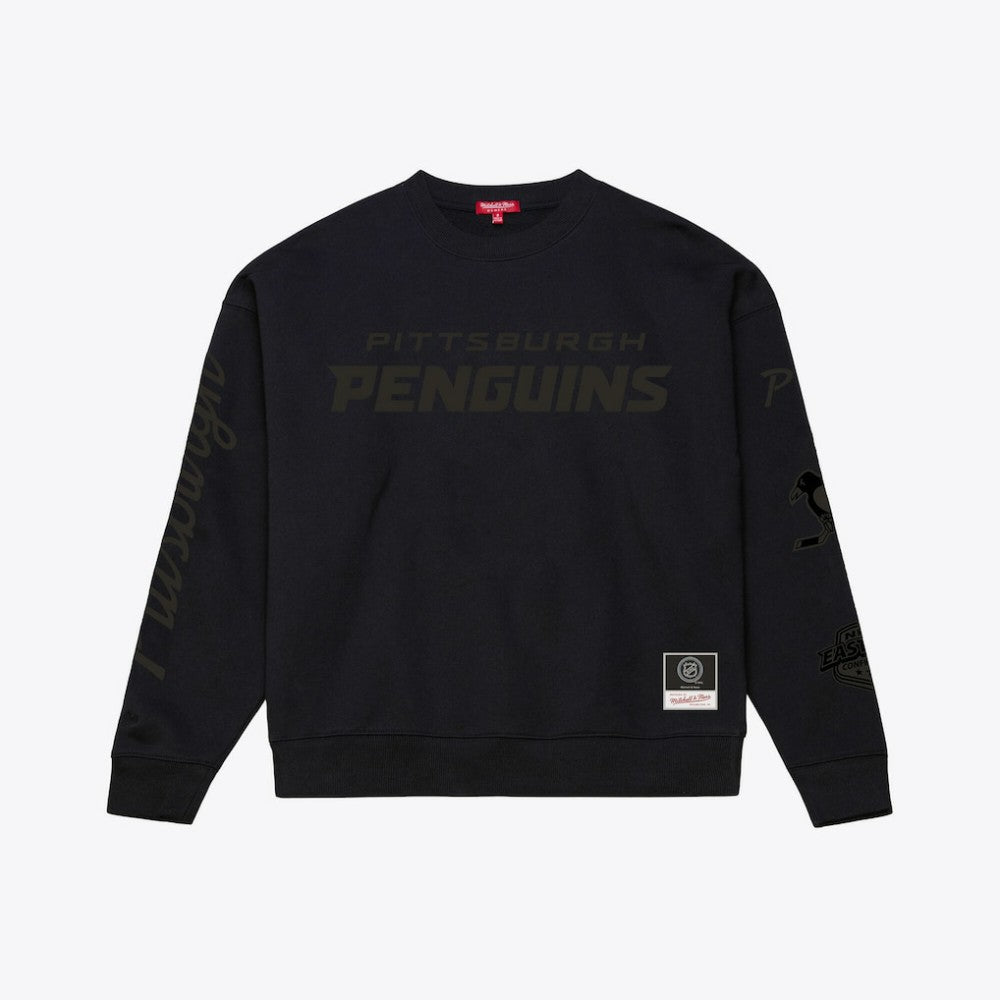 Pittsburgh Penguins Mitchell & Ness Unisex Phantom Fleece Crew Neck Sweatshirt - Black - NHL