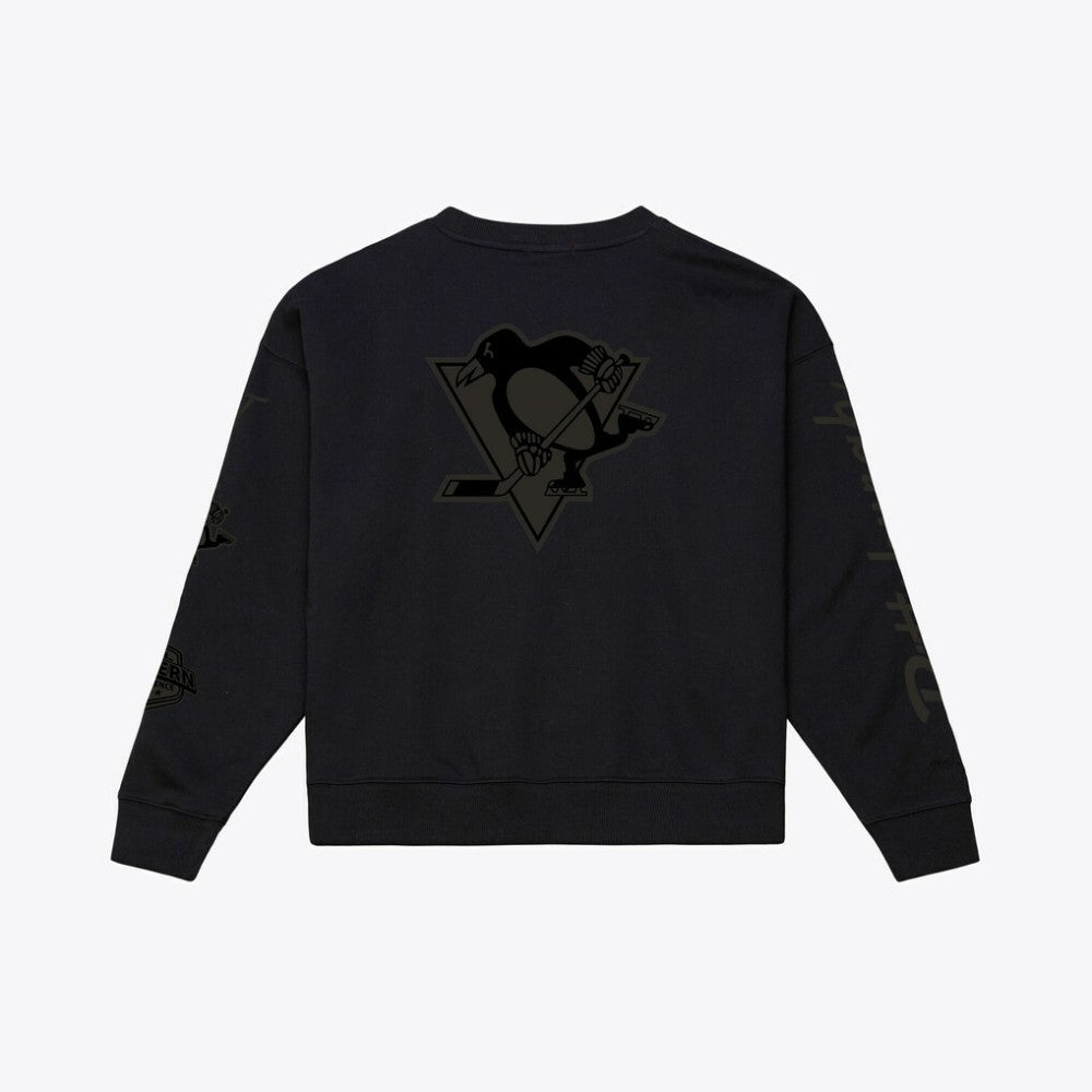 Pittsburgh Penguins Mitchell & Ness Unisex Phantom Fleece Crew Neck Sweatshirt - Black - NHL
