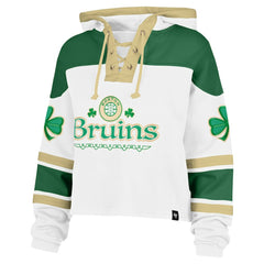 Boston Bruins '47 Women's McLucky Cropped Lacer Hoodie - White - NHL