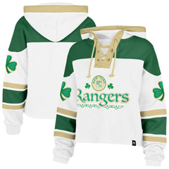 New York Rangers '47 Women's McLucky Cropped Lacer Hoodie - White - NHL