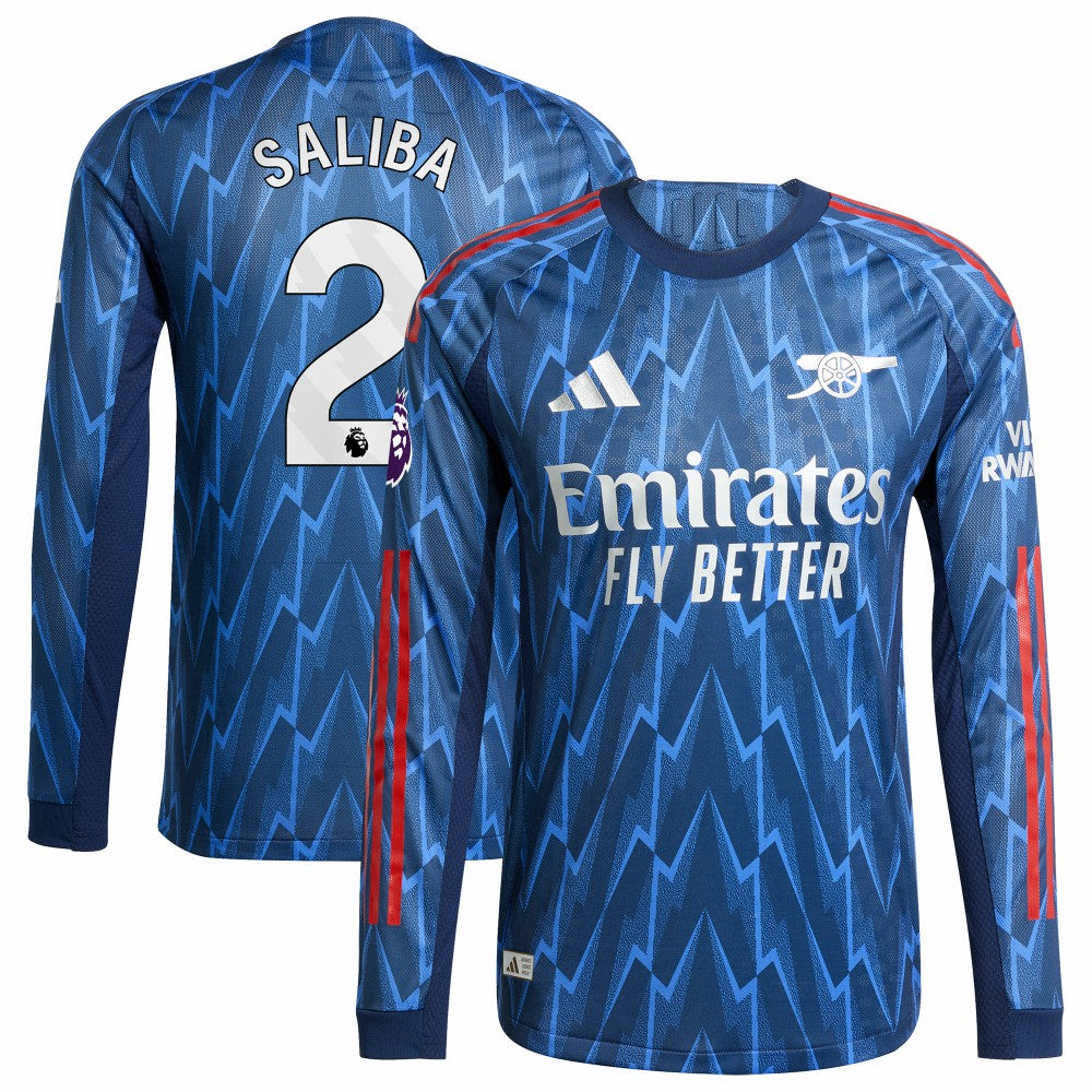 William Saliba Arsenal 2025/26 Away Long Sleeve Player Jersey Blue | Adidas Online