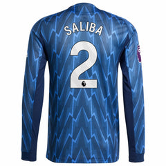 William Saliba Arsenal 2025/26 Away Long Sleeve Player Jersey Blue | Adidas Online