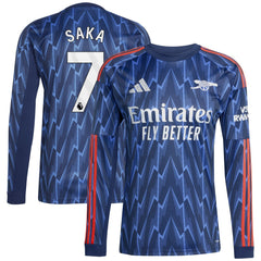 Bukayo Saka Arsenal 2025/26 Away Replica Long Sleeve Player Jersey Blue | Adidas cheap