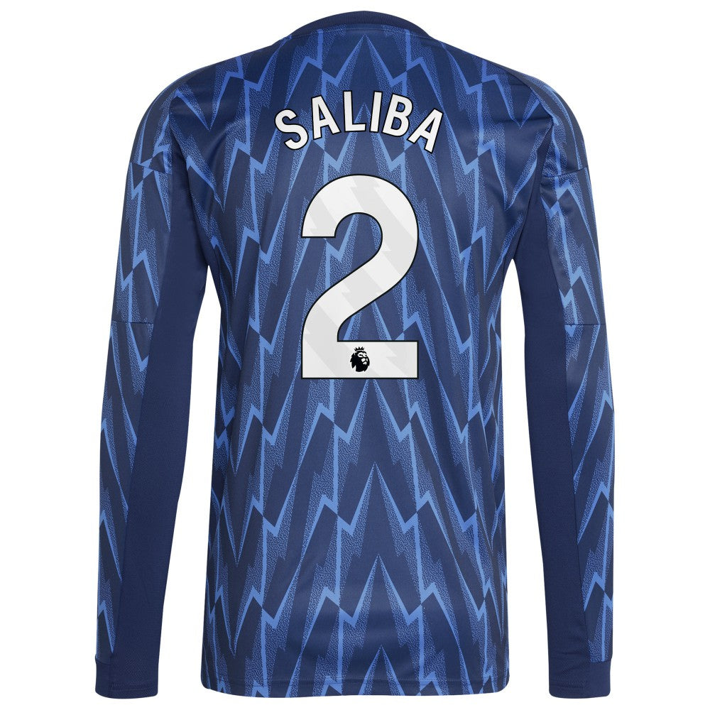 William Saliba Arsenal 2025/26 Away Replica Long Sleeve Player Jersey Blue | Adidas cheap