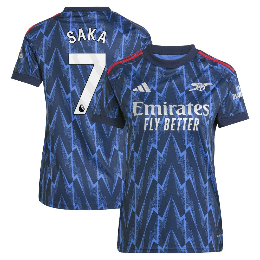 Bukayo Saka Arsenal Women's 2025/26 Away Replica Player Jersey Blue | Adidas