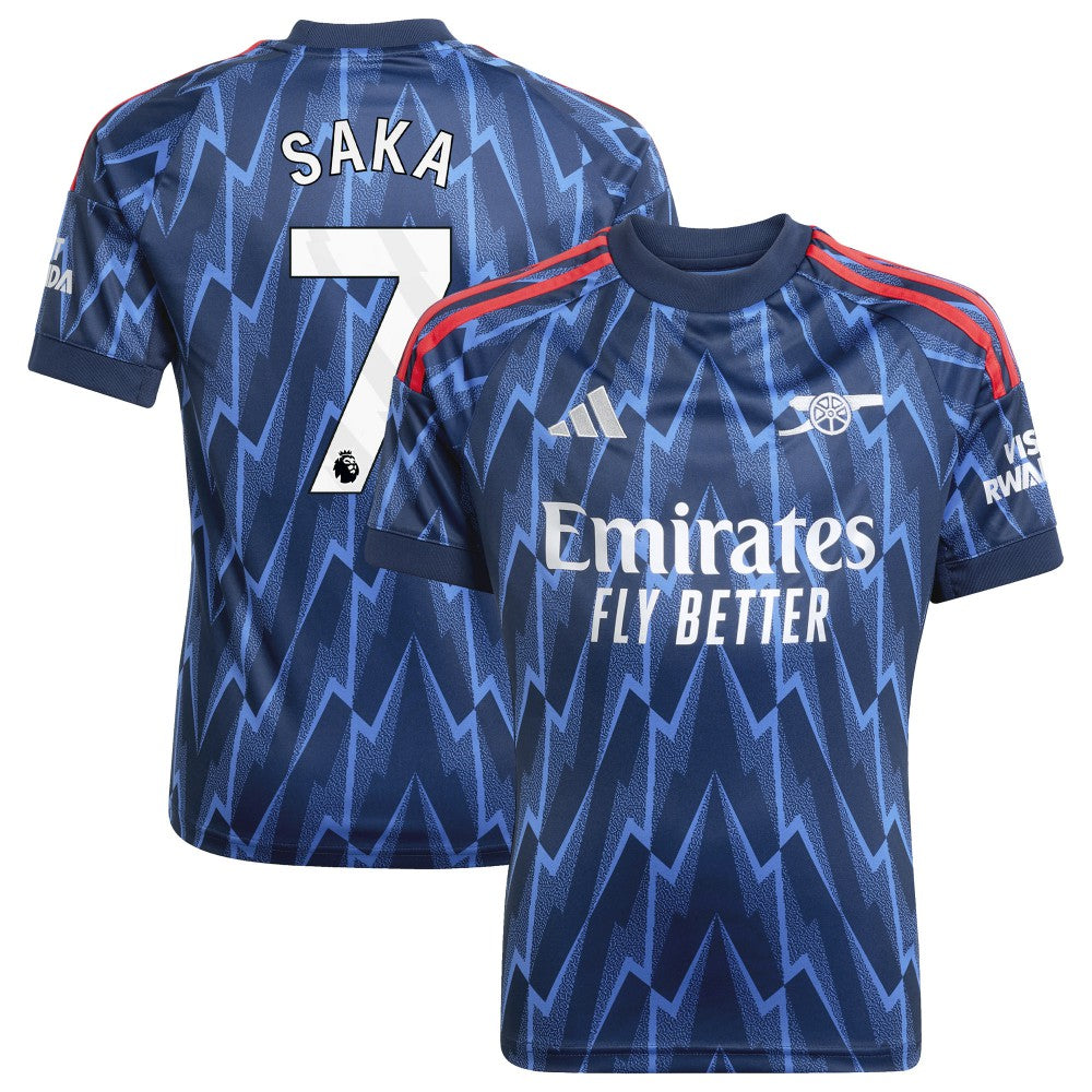 Bukayo Saka Arsenal Youth 2025/26 Away Replica Player Jersey Blue | Adidas Online