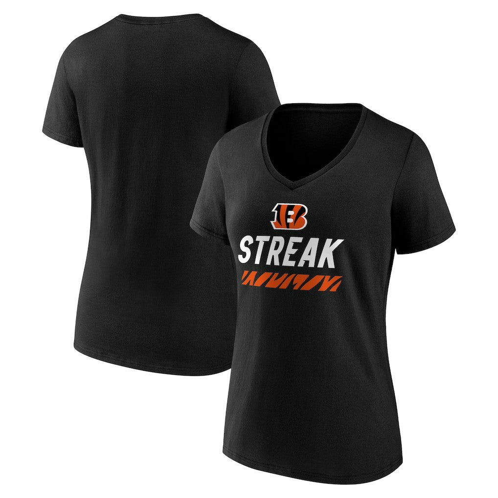 Cincinnati Bengals Women's Streak V-Neck T-Shirt Black | NFL