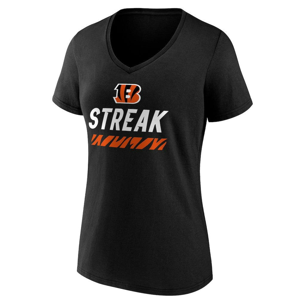 Cincinnati Bengals Women's Streak V-Neck T-Shirt Black | NFL