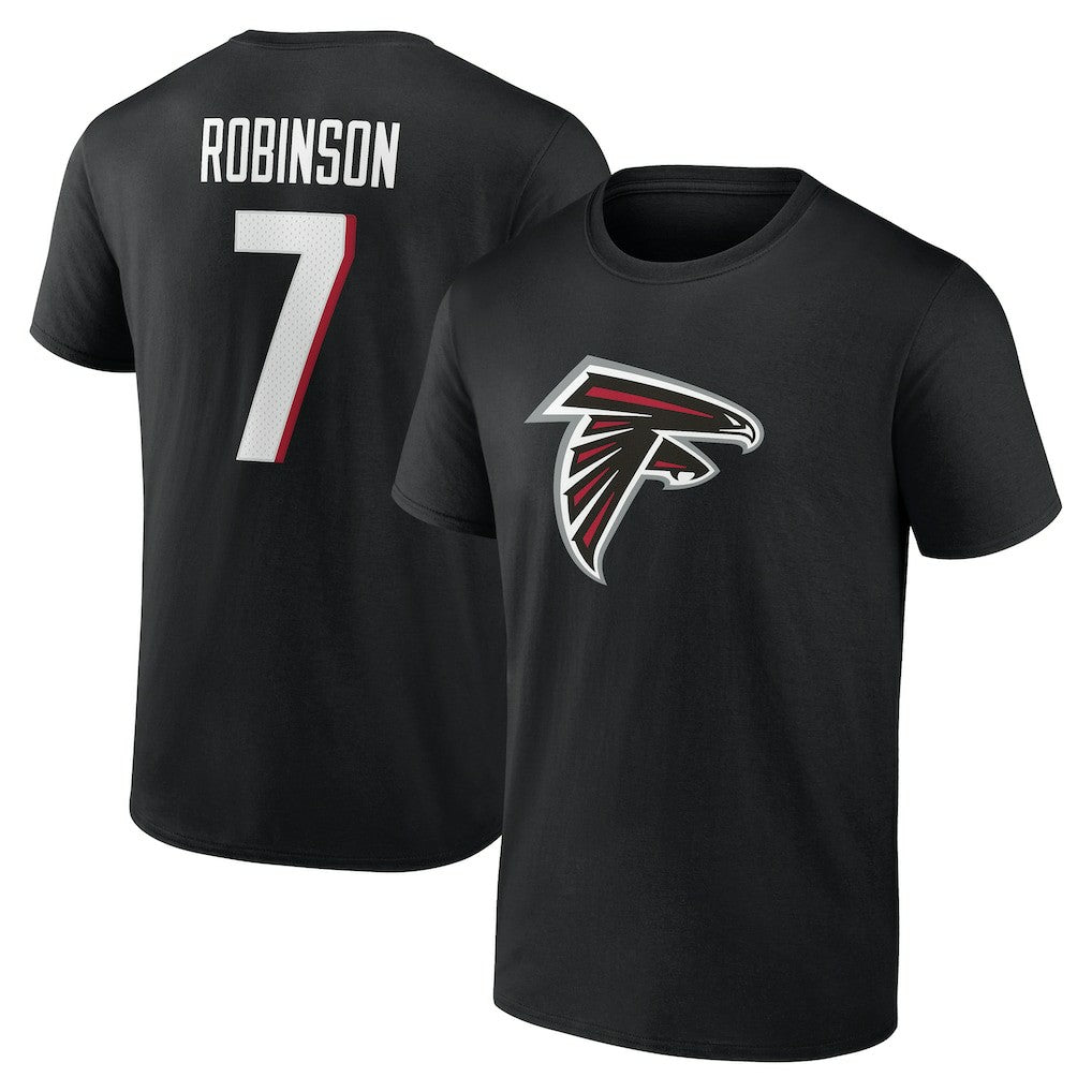 Bijan Robinson Atlanta Falcons Icon Name & Number T-Shirt Black | NFL