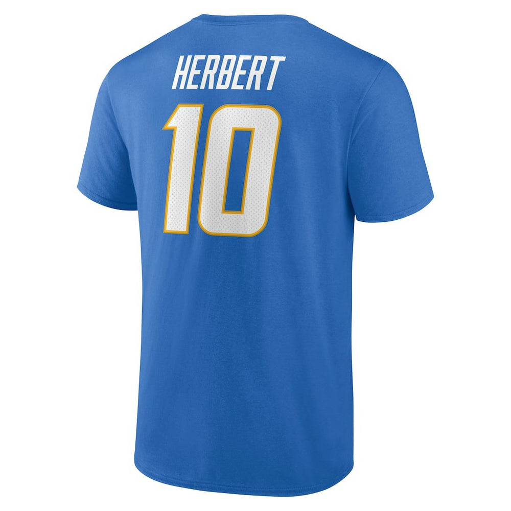 Justin Herbert Los Angeles Chargers Icon Name & Number T-Shirt Powder Blue | NFL