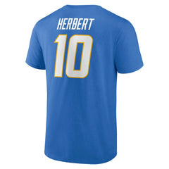 Justin Herbert Los Angeles Chargers Icon Name & Number T-Shirt Powder Blue | NFL