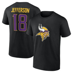 Justin Jefferson Minnesota Vikings Icon Name & Number T-Shirt Black | NFL
