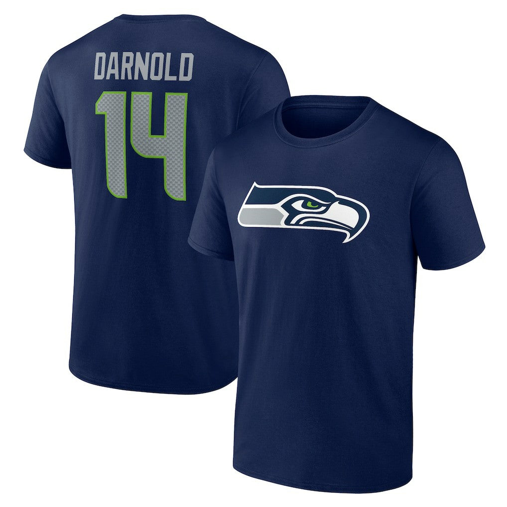 Sam Darnold Seattle Seahawks Icon Name & Number T-Shirt College Navy | NFL