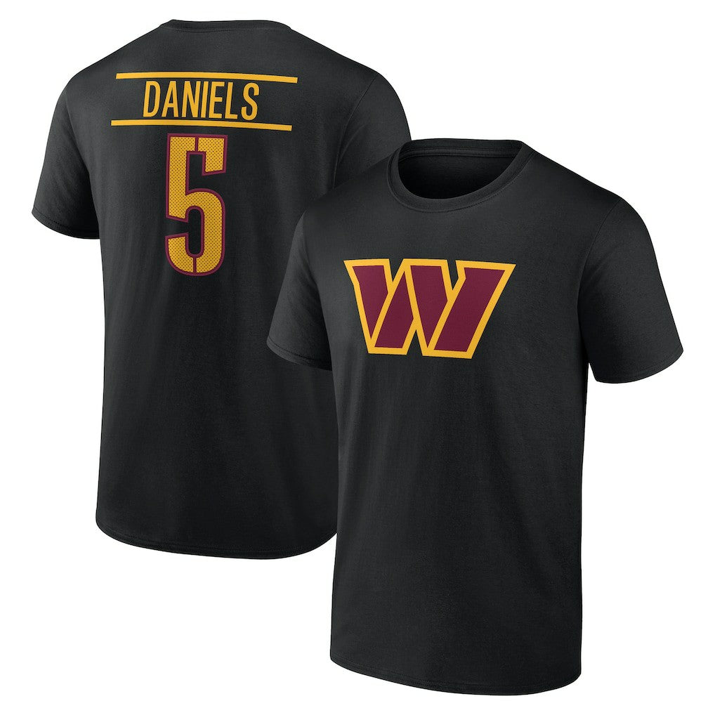 Jayden Daniels Washington Commanders Icon Name & Number T-Shirt Black | NFL