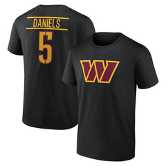 Jayden Daniels Washington Commanders Icon Name & Number T-Shirt Black | NFL