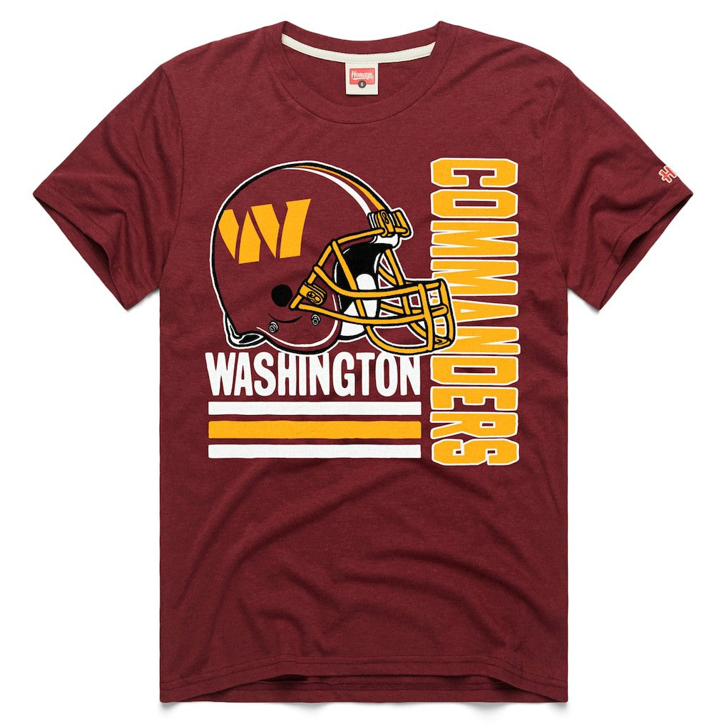 Washington Commanders Homage Helmet Stripe Tri-Blend T-Shirt Burgundy | NFL