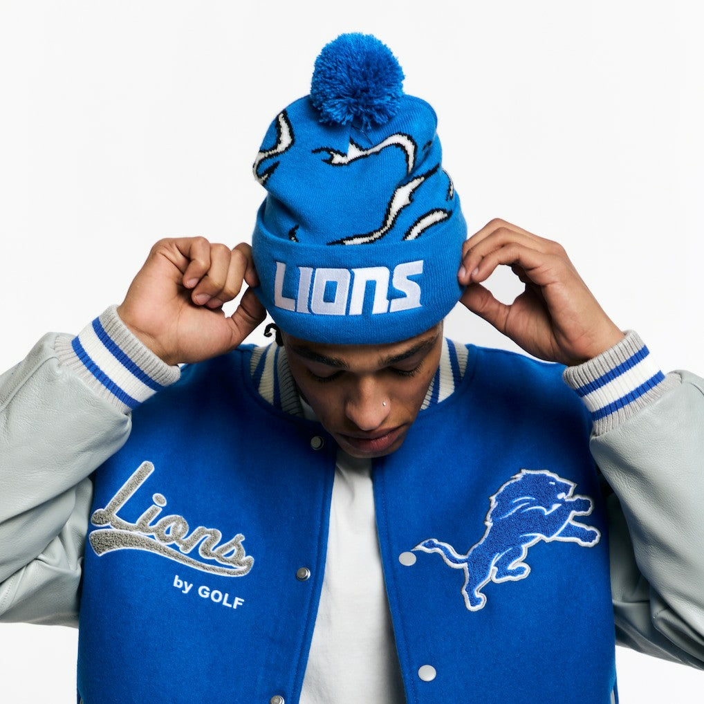 Detroit Lions Golf Wang Unisex Flame Beanie Blue | NFL