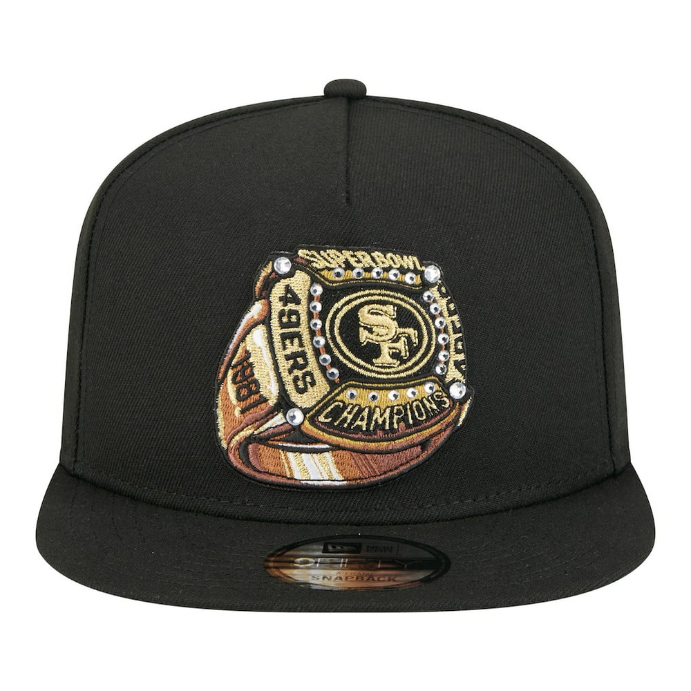 San Francisco 49ers New Era Super Bowl Ring 9FIFTY A-Frame Adjustable Hat Black | NFL