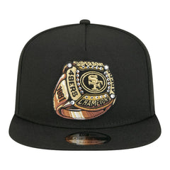 San Francisco 49ers New Era Super Bowl Ring 9FIFTY A-Frame Adjustable Hat Black | NFL