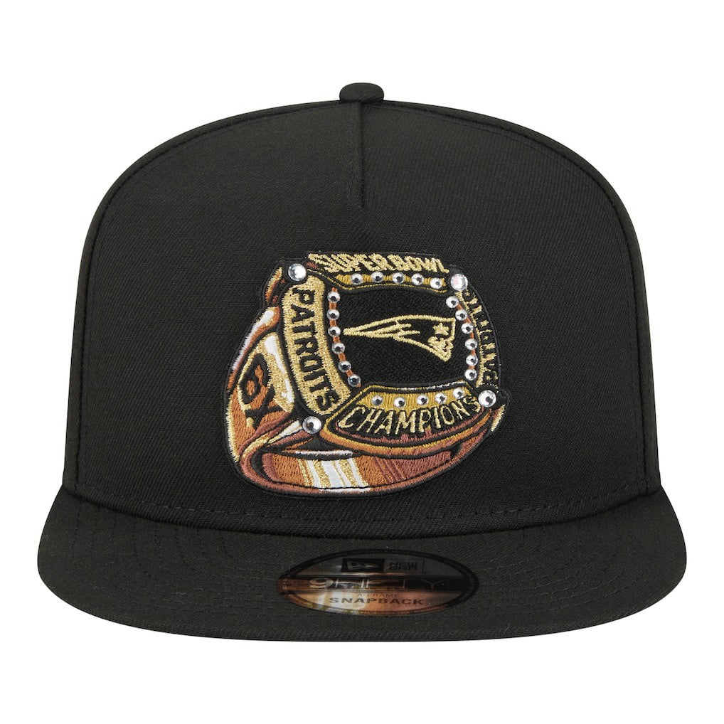New England Patriots New Era Super Bowl Ring 9FIFTY A-Frame Adjustable Hat Black | NFL