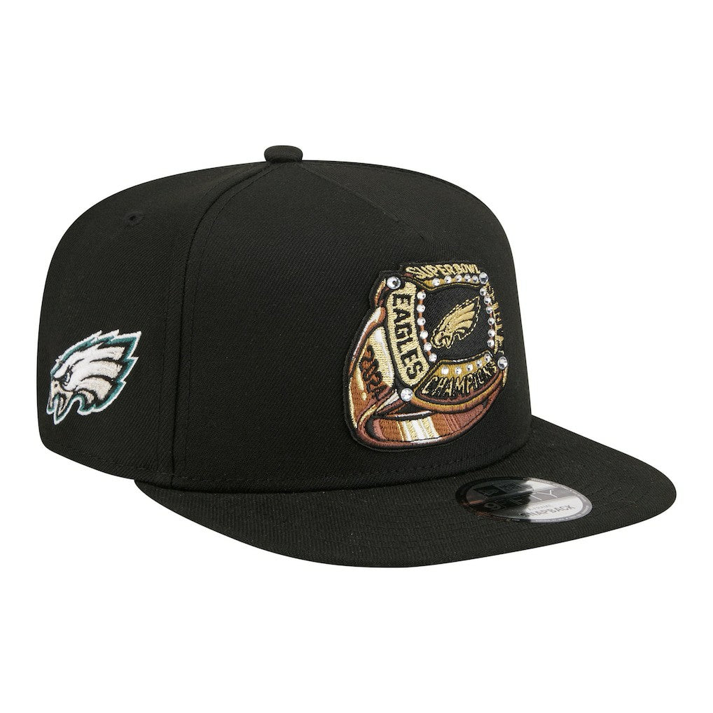 Philadelphia Eagles New Era Super Bowl Ring 9FIFTY A-Frame Adjustable Hat Black | NFL