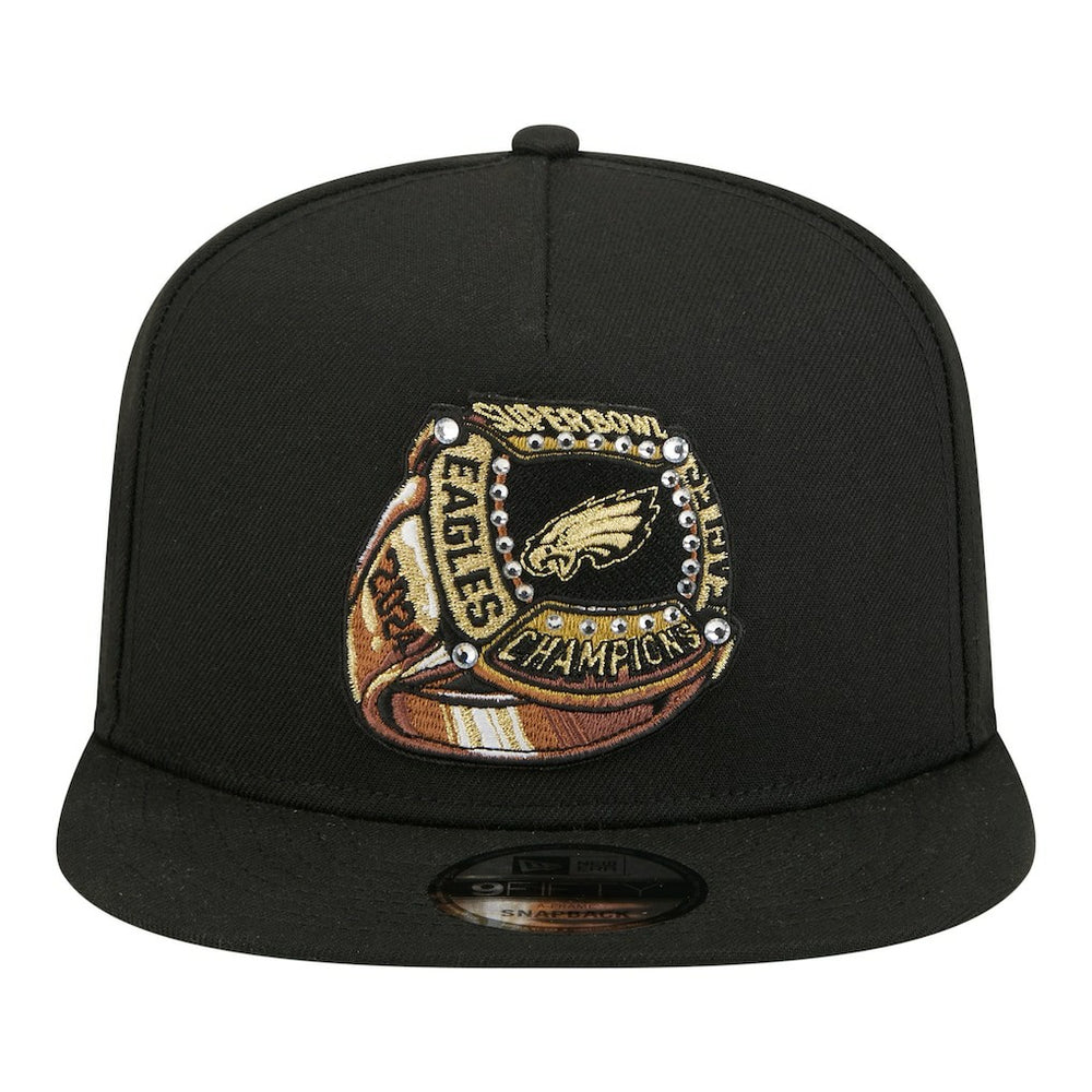Philadelphia Eagles New Era Super Bowl Ring 9FIFTY A-Frame Adjustable Hat Black | NFL