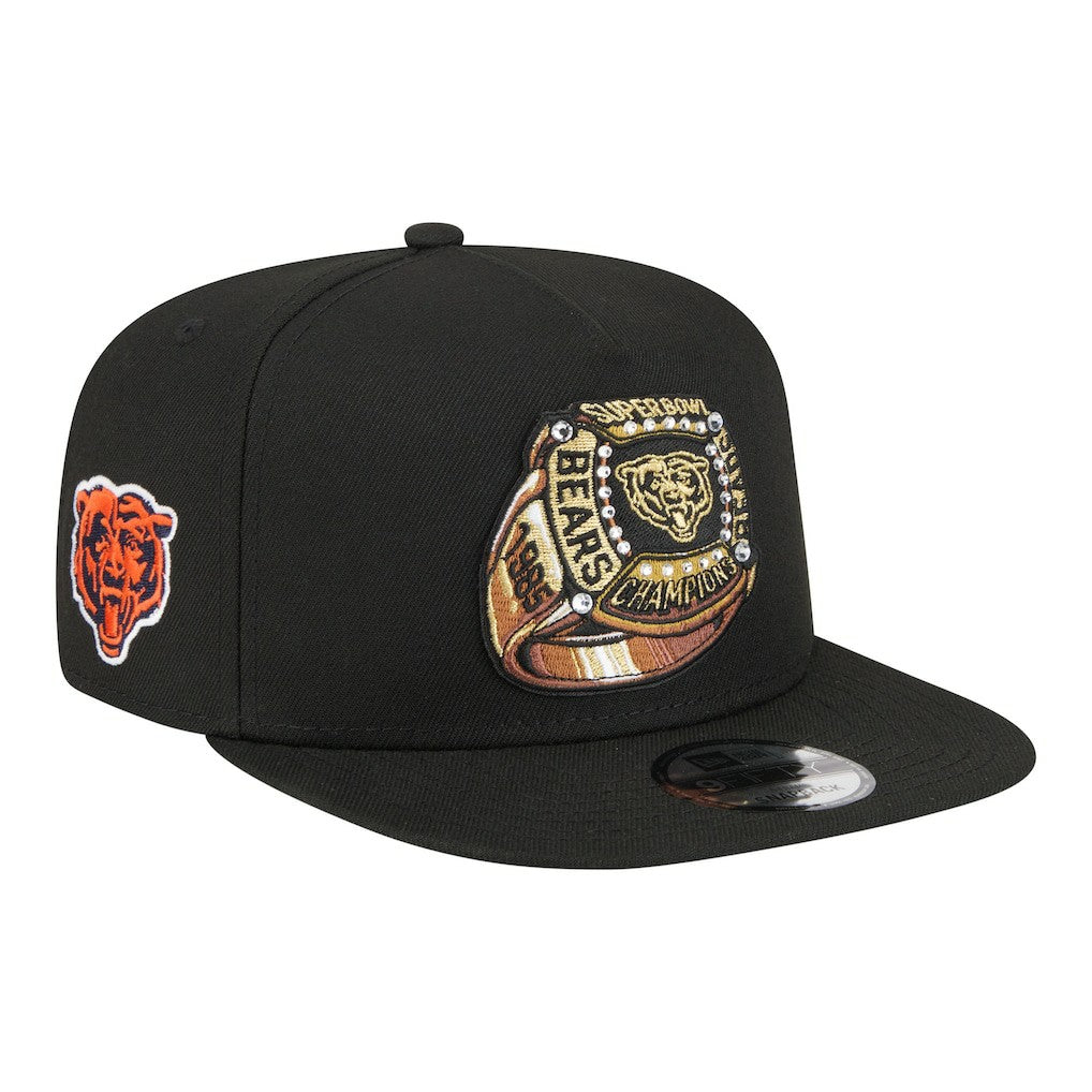 Chicago Bears New Era Super Bowl Ring 9FIFTY A-Frame Adjustable Hat Black | NFL