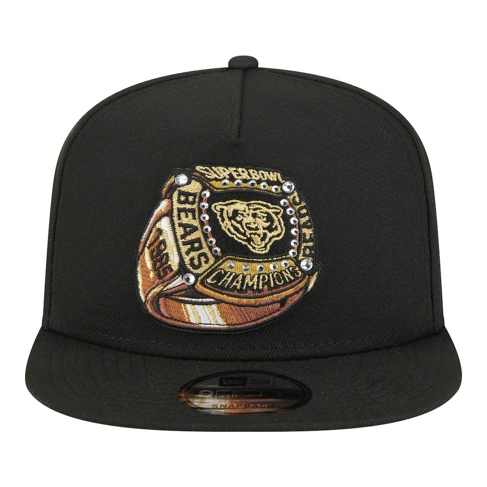 Chicago Bears New Era Super Bowl Ring 9FIFTY A-Frame Adjustable Hat Black | NFL