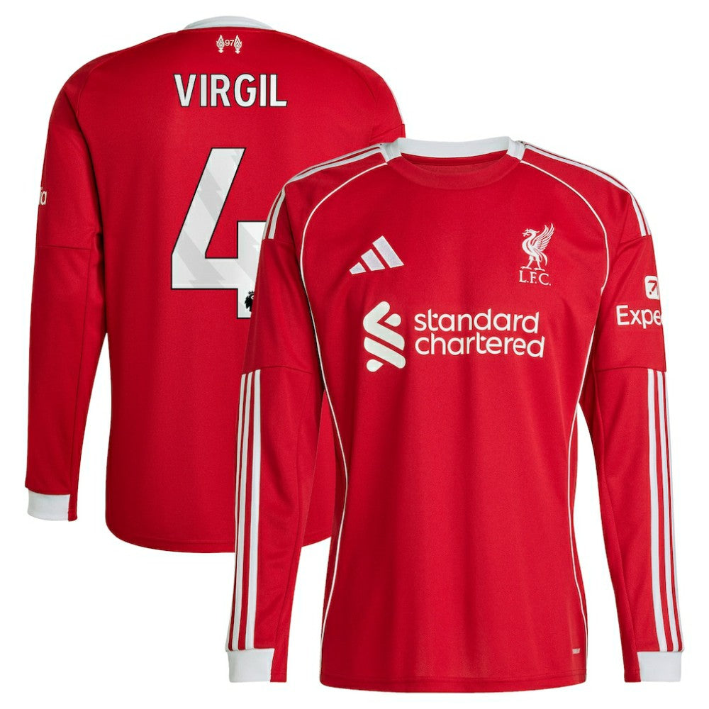 Virgil van Dijk Liverpool 2025/26 Home Replica Long Sleeve Jersey Red | Adidas