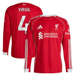Virgil van Dijk Liverpool 2025/26 Home Replica Long Sleeve Jersey Red | Adidas