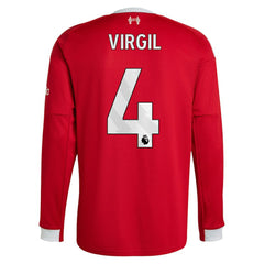 Virgil van Dijk Liverpool 2025/26 Home Replica Long Sleeve Jersey Red | Adidas