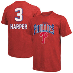 Bryce Harper Philadelphia Phillies Majestic Threads Triblend Name & Number T-Shirt - MLB