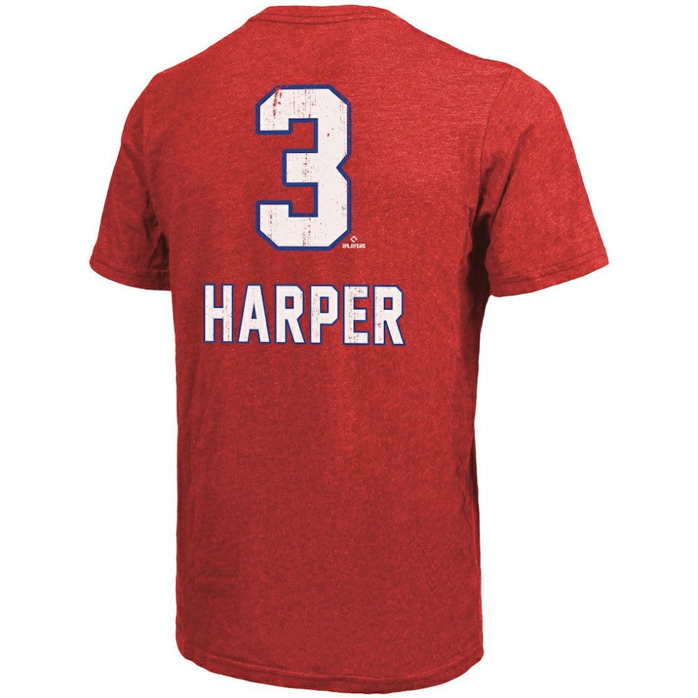 Bryce Harper Philadelphia Phillies Majestic Threads Triblend Name & Number T-Shirt - MLB