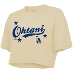 Shohei Ohtani Los Angeles Dodgers Majestic Threads Women's Boxy Crop Top - MLB