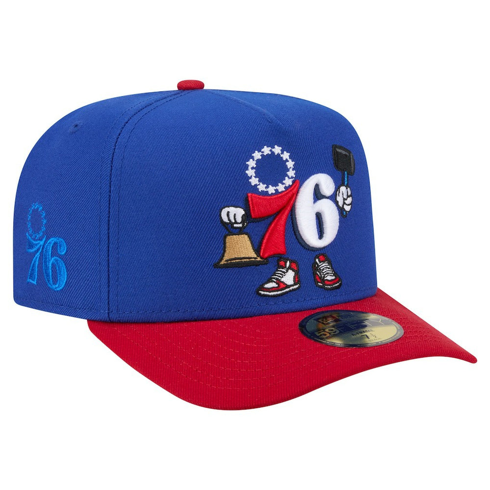 Philadelphia 76ers Injection Cartoon Logo A-Frame 59FIFTY Fitted Hat Blue - NBA