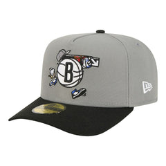 Brooklyn Nets Injection Cartoon Logo A-Frame 59FIFTY Fitted Hat Gray - NBA