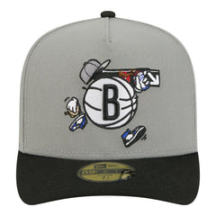 Brooklyn Nets Injection Cartoon Logo A-Frame 59FIFTY Fitted Hat Gray - NBA