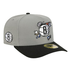 Brooklyn Nets Injection Cartoon Logo A-Frame 59FIFTY Fitted Hat Gray - NBA