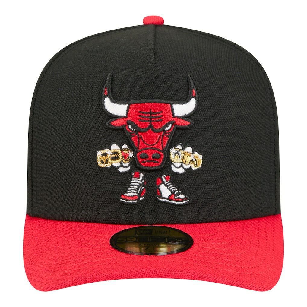 Chicago Bulls Injection Cartoon Logo A-Frame 59FIFTY Fitted Hat Black - NBA