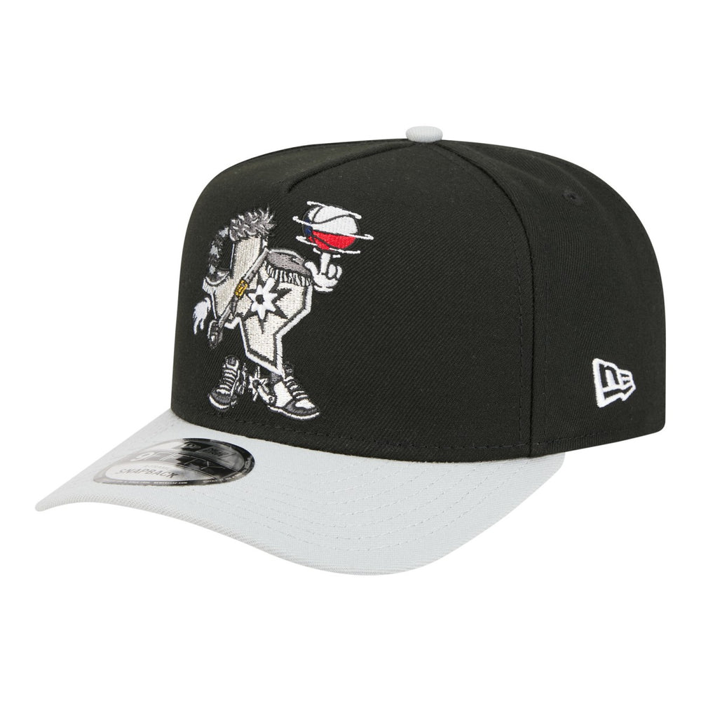 San Antonio Spurs Injection Cartoon Logo A-Frame 9FIFTY Adjustable Hat Black - NBA
