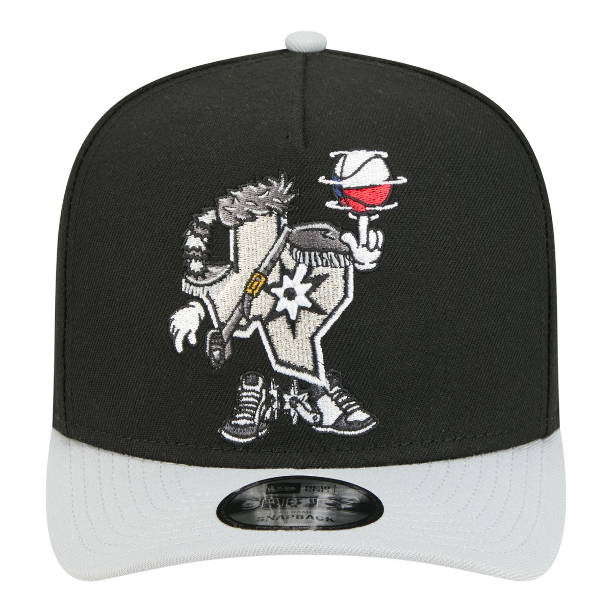 San Antonio Spurs Injection Cartoon Logo A-Frame 9FIFTY Adjustable Hat Black - NBA