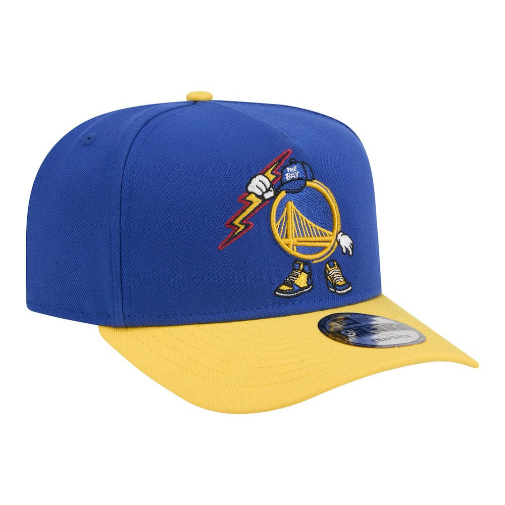 Golden State Warriors Injection Cartoon Logo A-Frame 9FIFTY Adjustable Hat Royal - NBA
