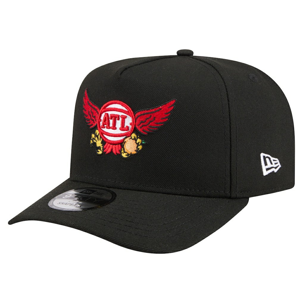 Atlanta Hawks Injection Cartoon Logo A-Frame 9FIFTY Adjustable Hat Black - NBA